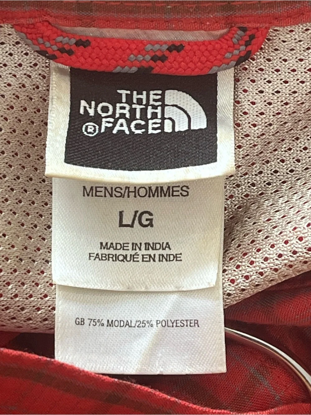 The North Face Men's Lg Red Plaid Short-Sleeve Button-Up Shirt Modal/Poly Blend